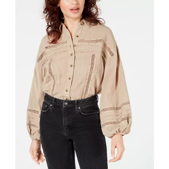 Free People Summer Stars Button Down in Stone - Picture 3 of 10